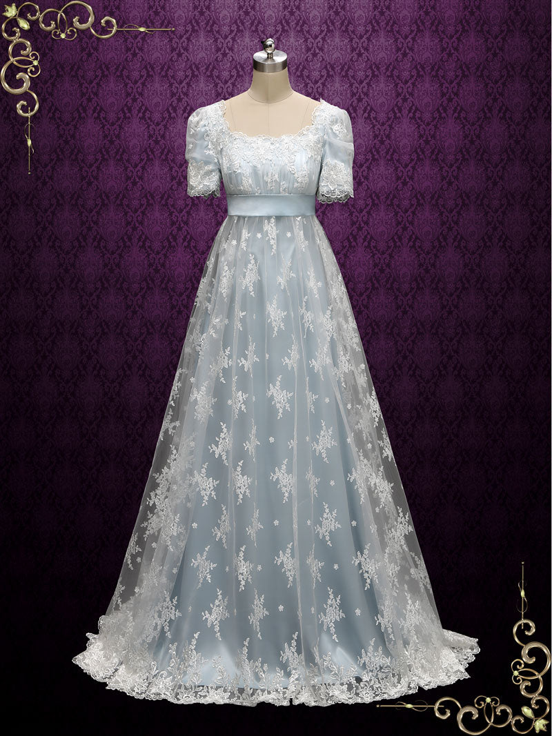 Powder Blue Regency Lace Evening Ball ...